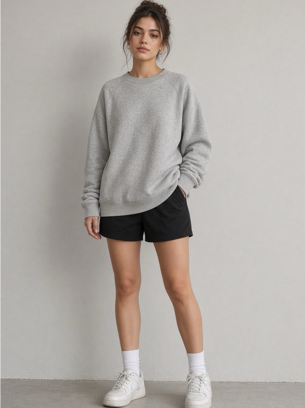 Aerie Women’s Small Gray Oversized Crewneck Sweatshirt Cozy Pullover
